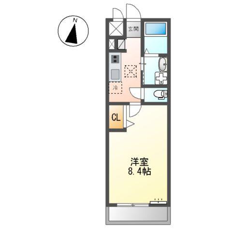 ペガサスⅡ(1K/1階)の間取り写真