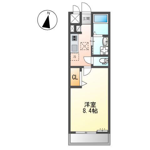 ペガサスⅡ(1K/1階)の間取り写真