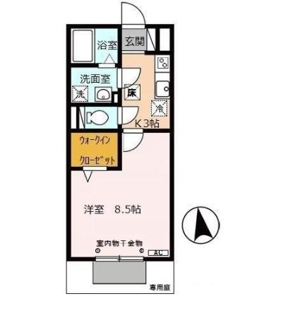 グランドソレーユ西蒲田(1K/1階)の間取り写真