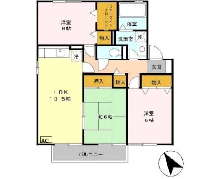 アヴェニール憩(3LDK/2階)の間取り写真