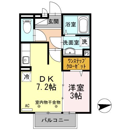 ルミエ広畑本町(1DK/2階)の間取り写真