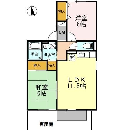 サンクチュアリ(2LDK/1階)の間取り写真