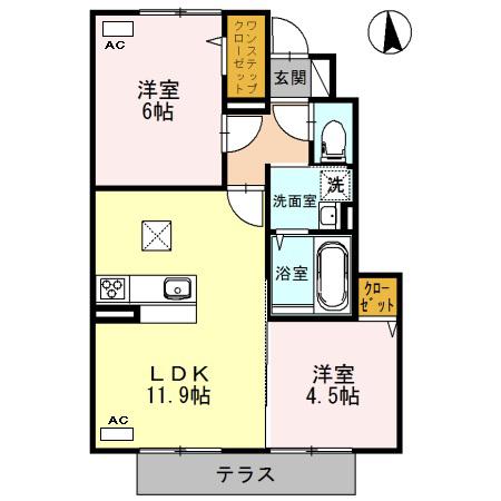 エコールKⅡ(2LDK/1階)の間取り写真