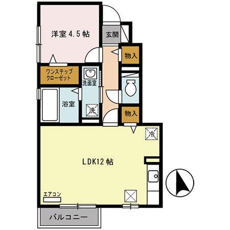 プランドール田寺東(1LDK/1階)の間取り写真