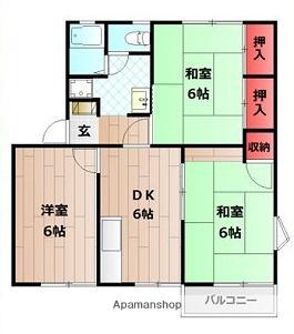 エクメーネ香呂C棟(3DK/2階)の間取り写真