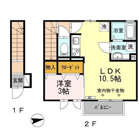アバンセグリーンⅡ(1LDK/2階)の間取り写真