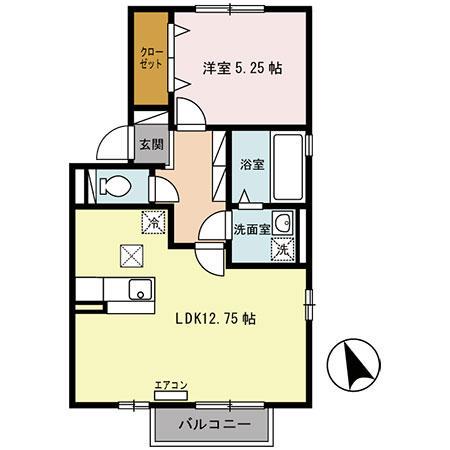 アイグリーン(1LDK/1階)の間取り写真