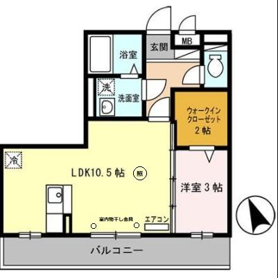 ノア東山A棟A棟(1LDK/3階)の間取り写真