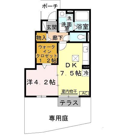 ローズコート砥堀(1DK/1階)の間取り写真