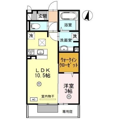 ベルメゾン荒川(1LDK/1階)の間取り写真