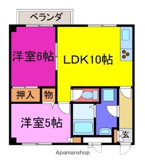 ハイツゆめさき(2LDK/1階)の間取り写真