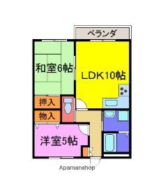 ハイツゆめさき(2LDK/2階)の間取り写真