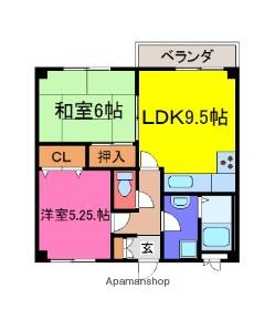 ハイツゆめさき(2LDK/3階)の間取り写真