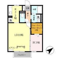 エクセル英賀保八十八 A棟(1LDK/2階)の間取り写真