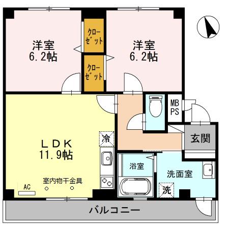 サニーコート(2LDK/2階)の間取り写真