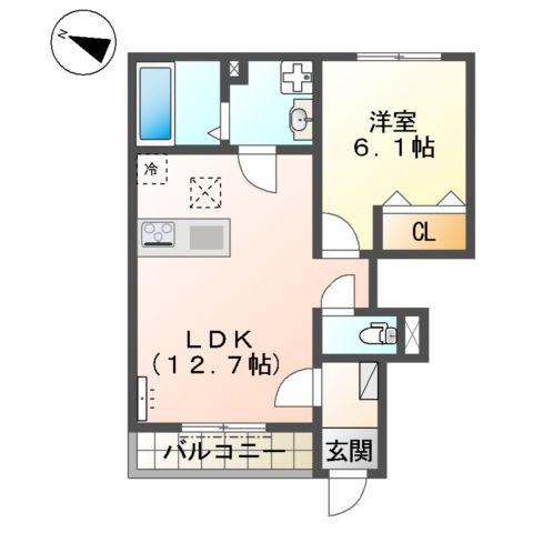 シャルマン(1LDK/1階)の間取り写真