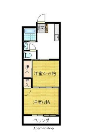 山陽本線 相生駅(兵庫) 徒歩8分 3階建 築53年(2DK/2階)の間取り写真