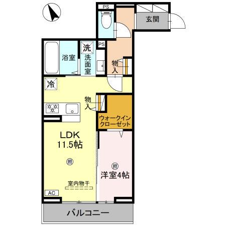 D-PLACE町坪(1LDK/2階)の間取り写真