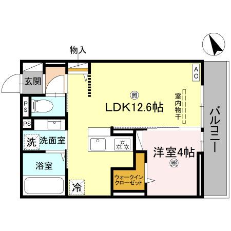 D-PLACE町坪(1LDK/3階)の間取り写真