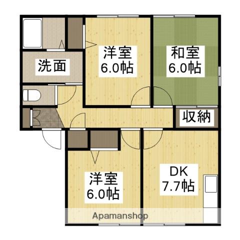 DRけやき B棟(3DK/2階)の間取り写真