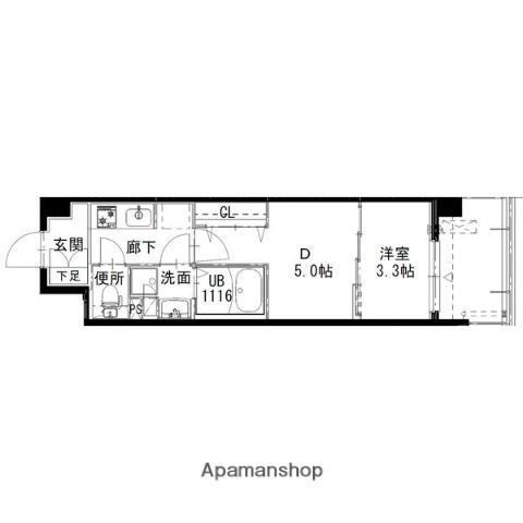 アルティザ姫路(1DK/11階)の間取り写真