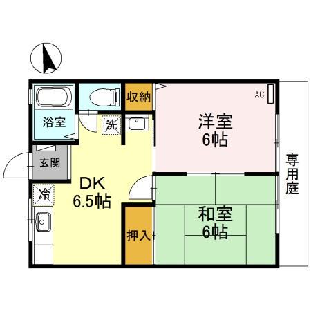 ビラウイング(2DK/1階)の間取り写真