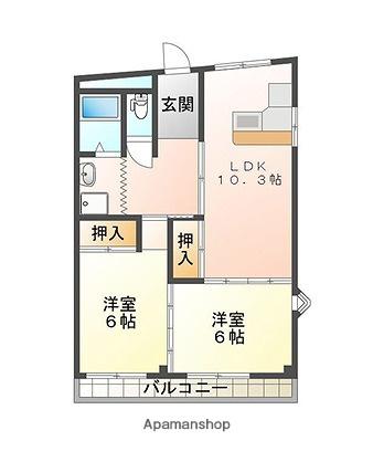 コーポ・スカイン(2LDK/3階)の間取り写真