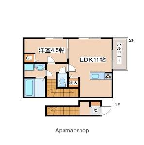 オーシャンコート北今宿B棟(1LDK/2階)の間取り写真