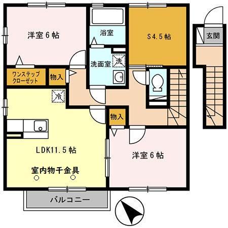 ハイムエルピスIII(2LDK/2階)の間取り写真