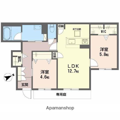 シャーメゾン土山口(2LDK/1階)の間取り写真