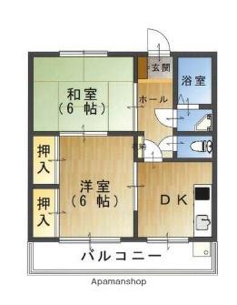 龍野ハイツ(2DK/4階)の間取り写真