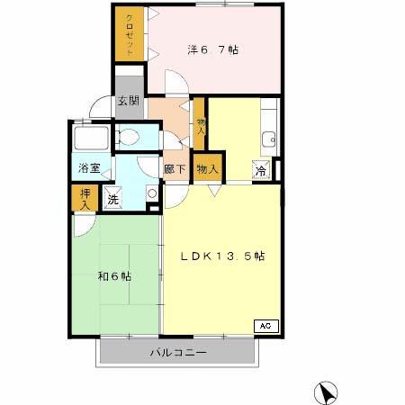 ガーデンプレイス白浜(2LDK/2階)の間取り写真