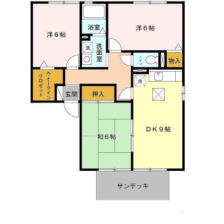 グランドコート夕映の郷1号館(3DK/1階)の間取り写真