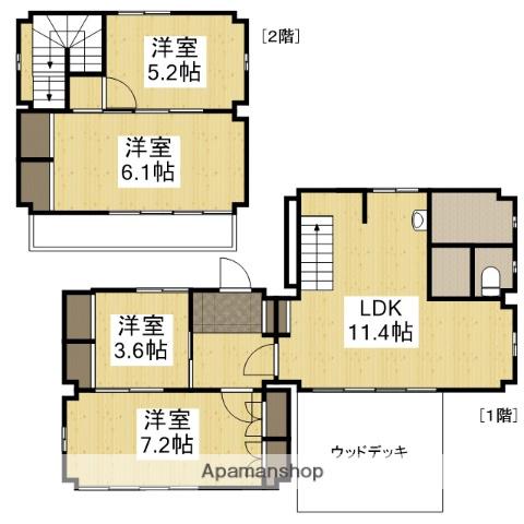 姫新線 本竜野駅 徒歩47分 2階建 築52年(4LDK)の間取り写真