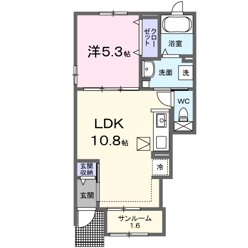 イーグレットヒルズⅡ(1LDK/1階)の間取り写真