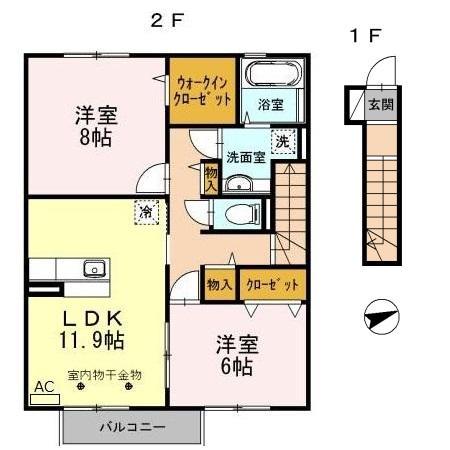 セジュール小川(2LDK/2階)の間取り写真