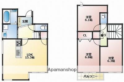 山陽電気鉄道網干線 山陽天満駅 徒歩20分 2階建 築1年(3LDK)の間取り写真