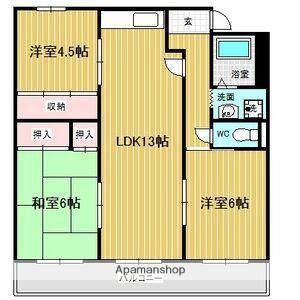 コーポ青山 Ⅰ(3LDK/2階)の間取り写真