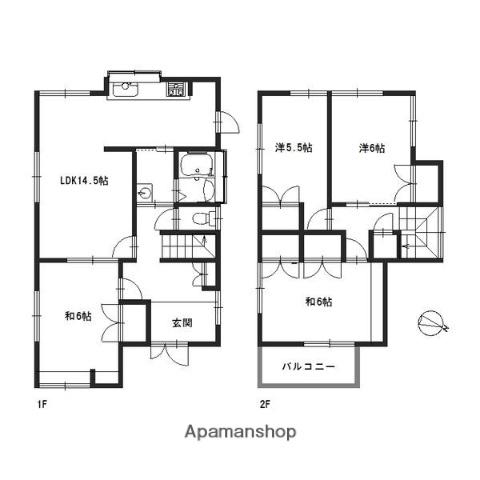 播但線 野里駅 徒歩33分 2階建 築33年(4LDK)の間取り写真