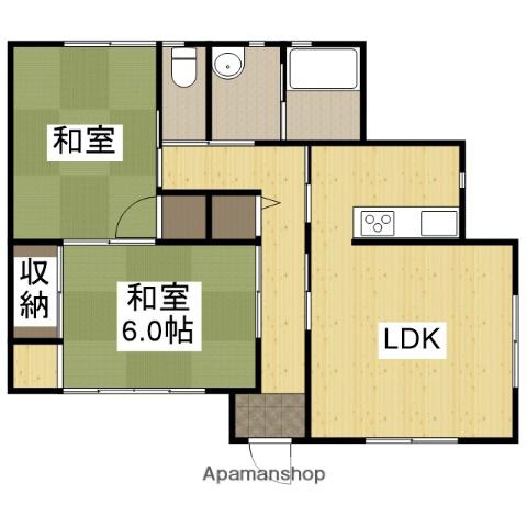 姫新線 余部駅 徒歩2分 1階建 築29年(2LDK)の間取り写真