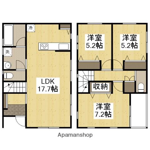 播但線 野里駅 徒歩5分 2階建 築6年(3LDK)の間取り写真