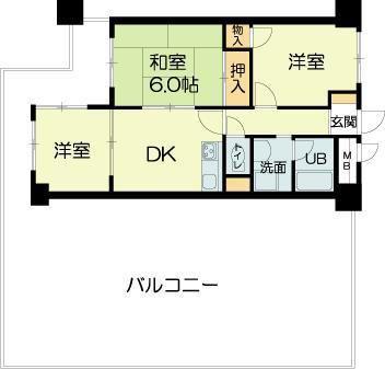 ロイヤルコーポ姫路(2LDK/4階)の間取り写真