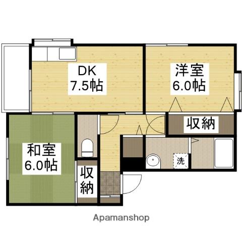 グリーンハイツ(2DK/2階)の間取り写真