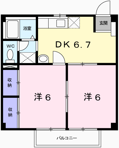 プレステージ青山(2DK/2階)の間取り写真