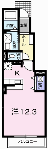 ウエストウッドアベニュー(ワンルーム/1階)の間取り写真