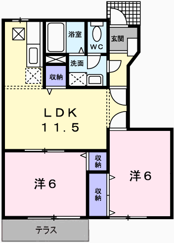 東フラワー(2LDK/1階)の間取り写真