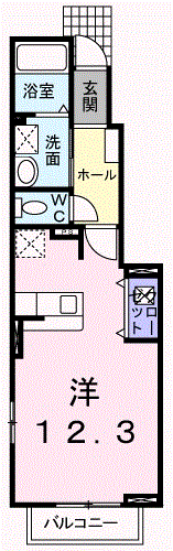 サウザンドウインズ(ワンルーム/1階)の間取り写真
