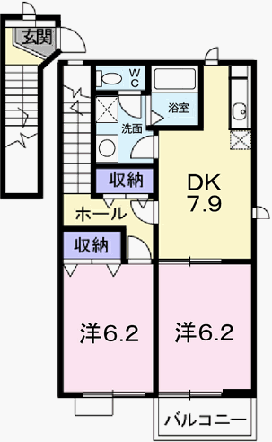 インプレス(2DK/2階)の間取り写真