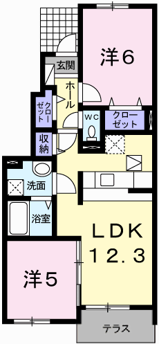 アバンツァート東浜(2LDK/1階)の間取り写真