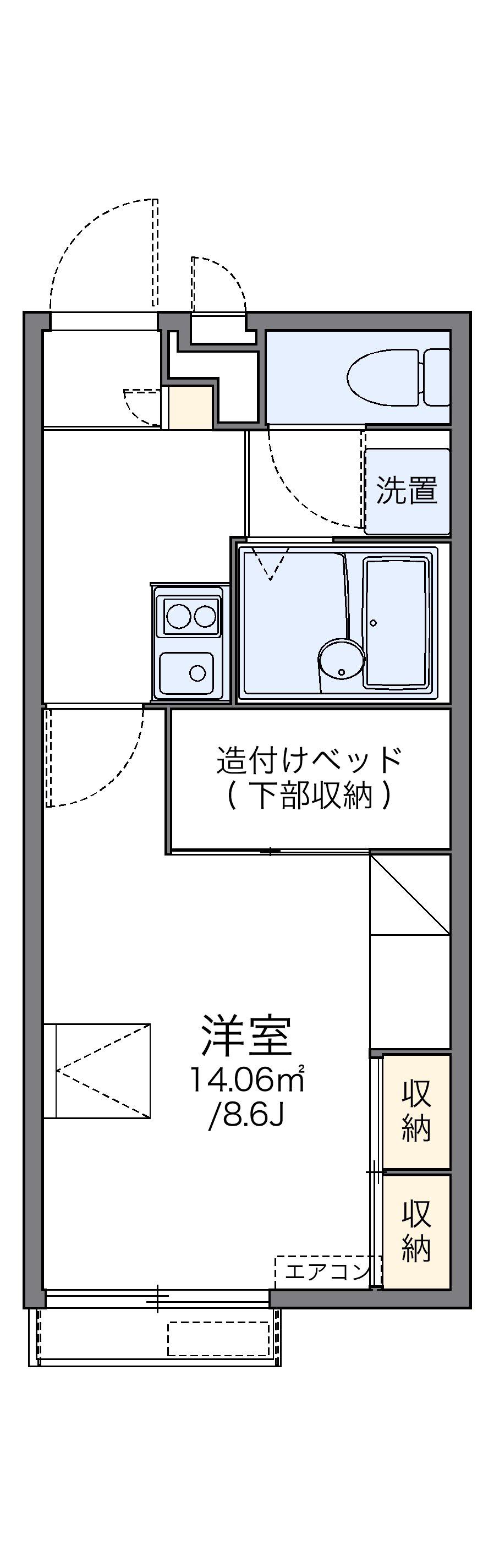 レオパレスボヌール塩屋(1K/2階)の間取り写真